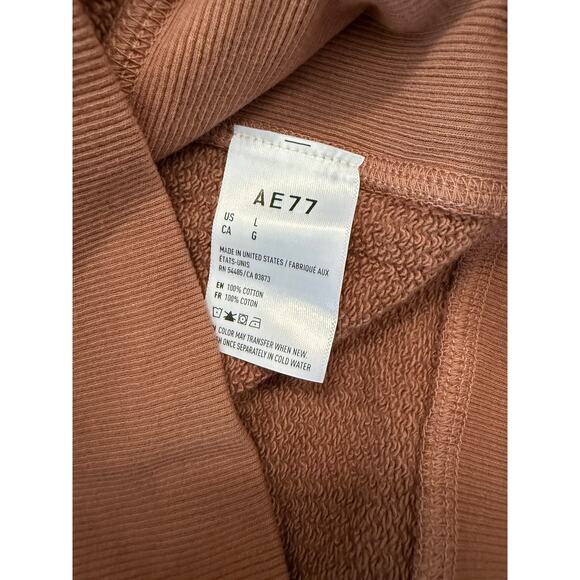 AE77 Sweatshirt Mens Large Brown Crewneck Pullover A.Eagle 100% Cotton USA New - Picture 6 of 7